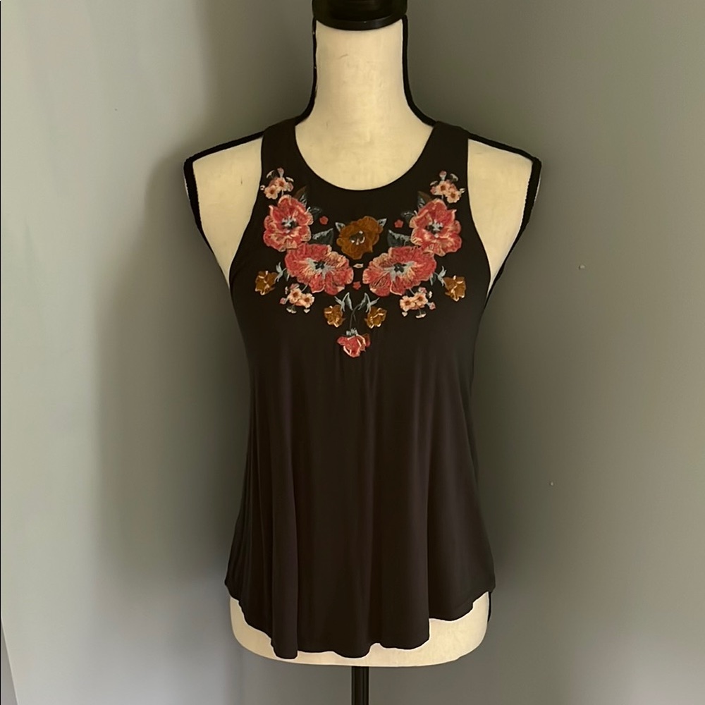 Embellished Sleeveless Tank Top Navy Blue